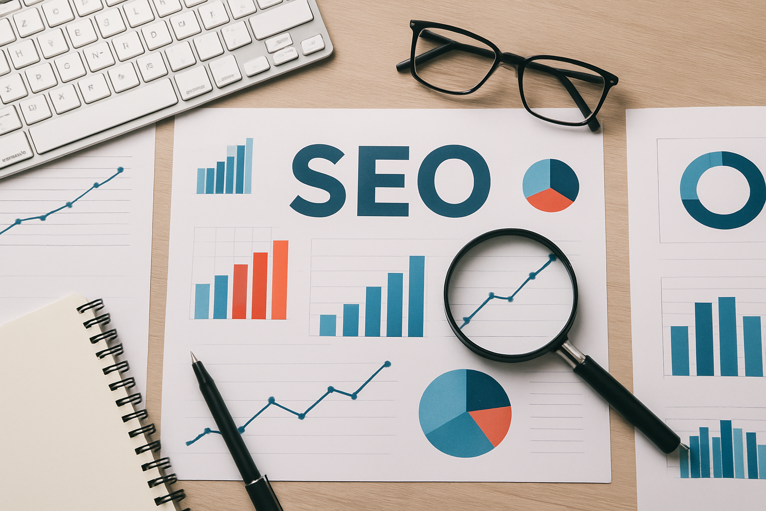 Analiza konkurencji SEO – wykresy i dane na ekranie komputera – ilustracja artykułu