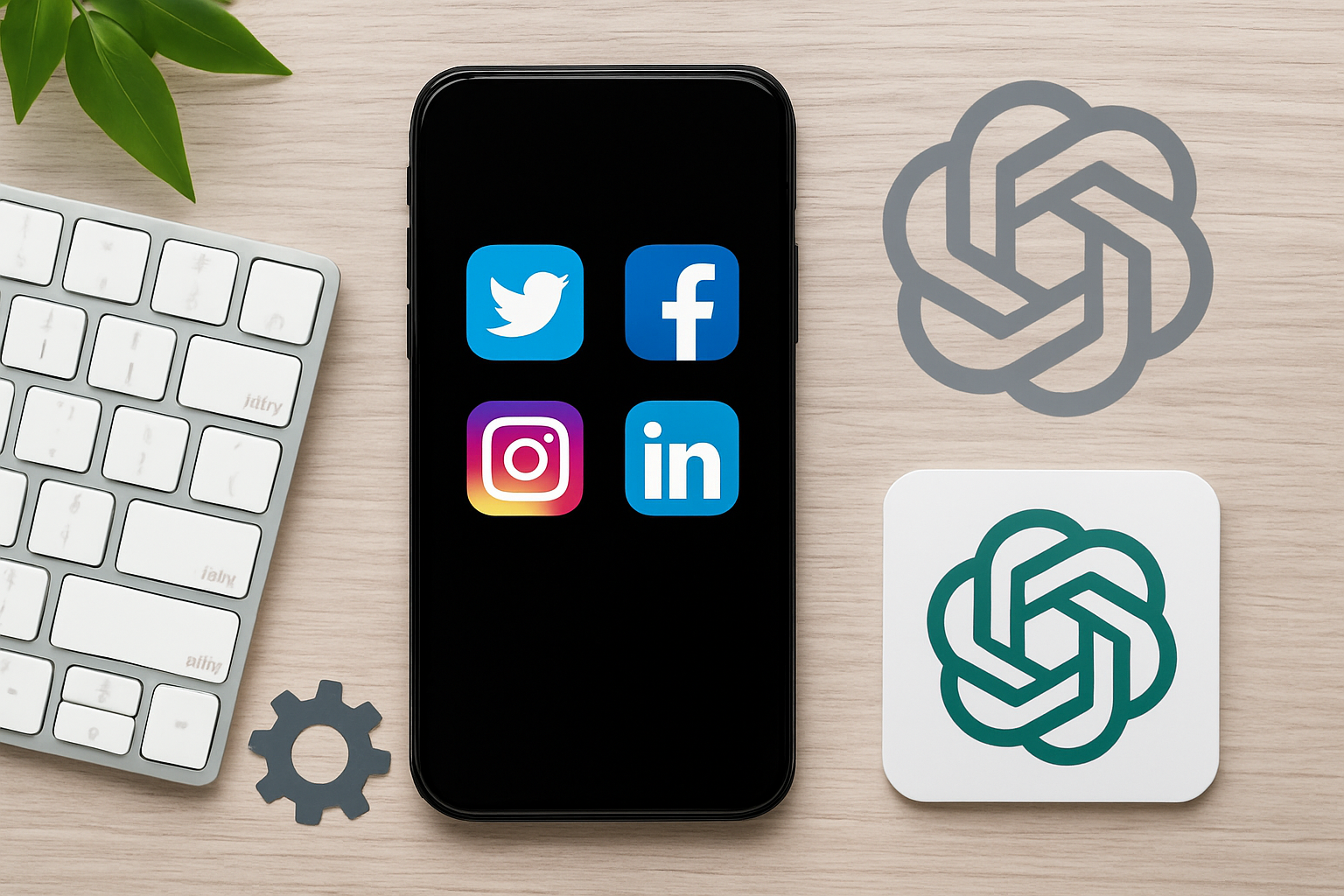 Automatyzacja social media z użyciem Make i ChatGPT - schemat pracy – ilustracja artykułu