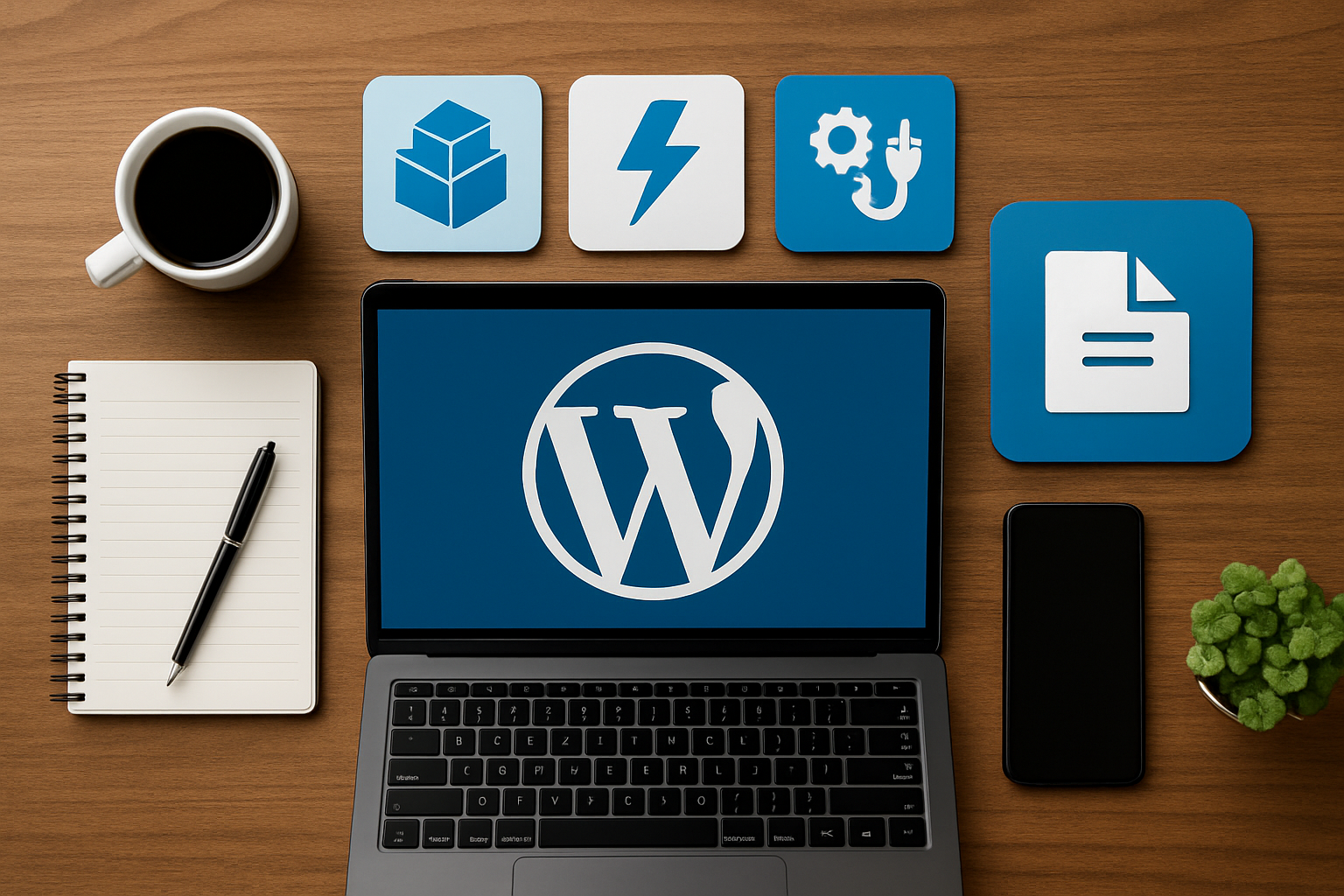 Interfejs wtyczki WordPress do budowania stron na ekranie laptopa – ilustracja artykułu