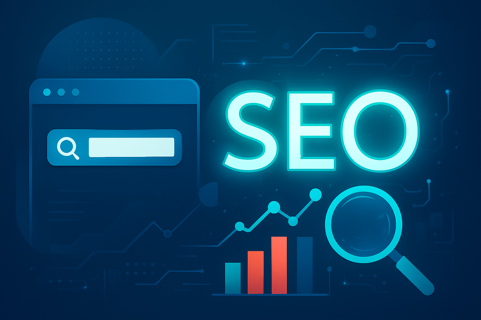 Futurystyczna koncepcja SEO i aktualizacji Google w 2026 roku – ilustracja artykułu