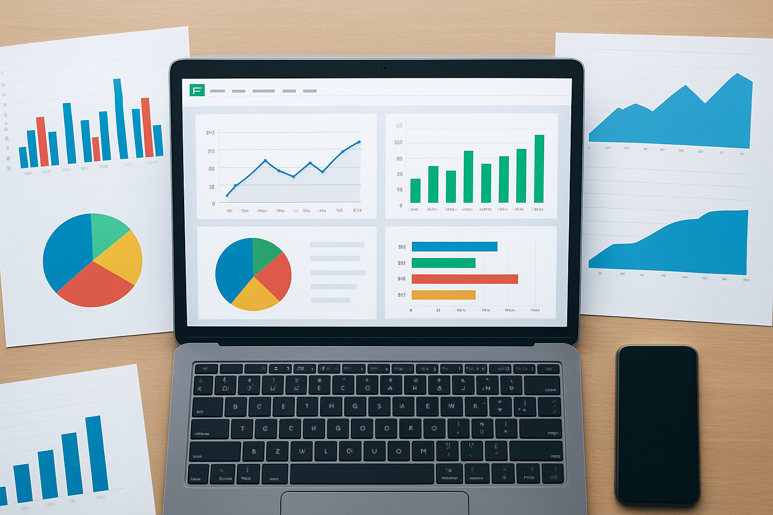 Marketer korzystający z dashboardu marketingowego opartego na Google Sheets – ilustracja artykułu