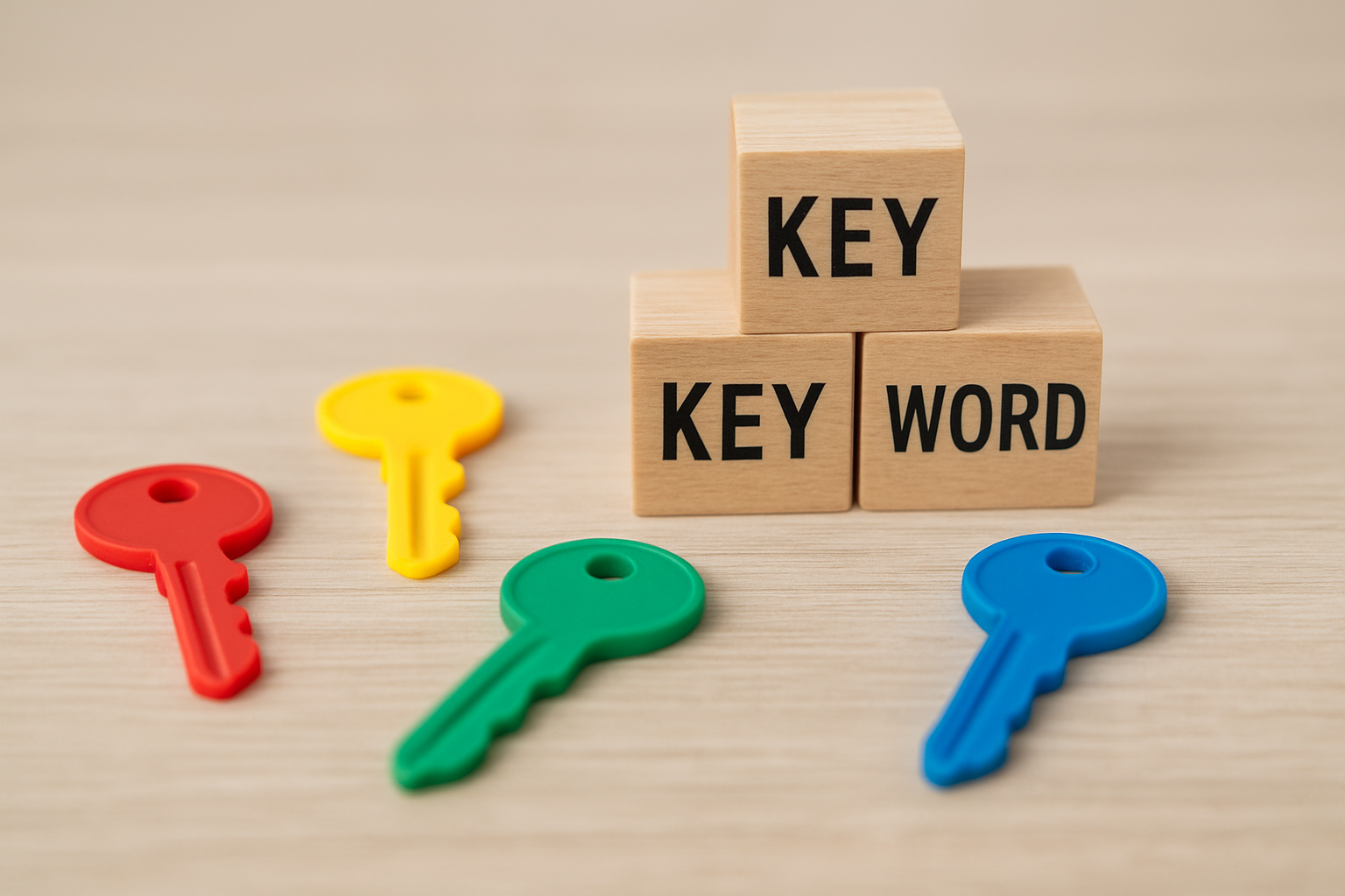 Ilustracja przedstawiająca lupę skupiającą się na słowach kluczowych w kontekście optymalizacji SEO – ilustracja artykułu