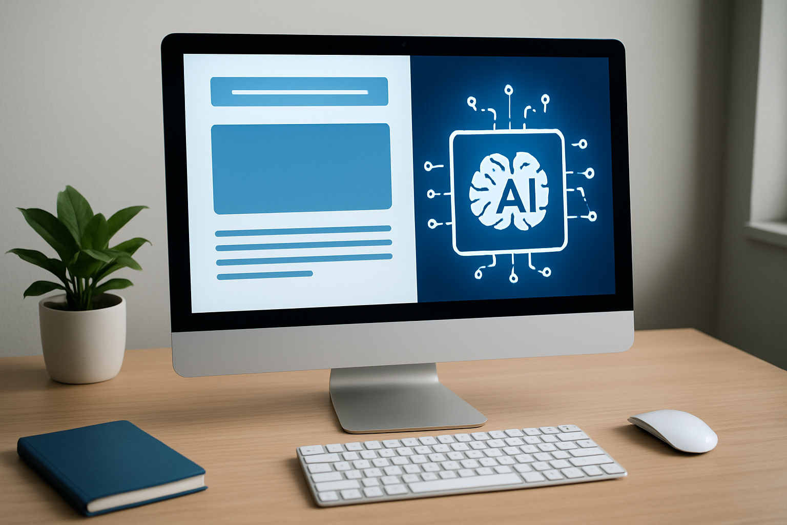 Ilustracja pokazująca wykorzystanie sztucznej inteligencji w projektowaniu stron internetowych – ilustracja artykułu