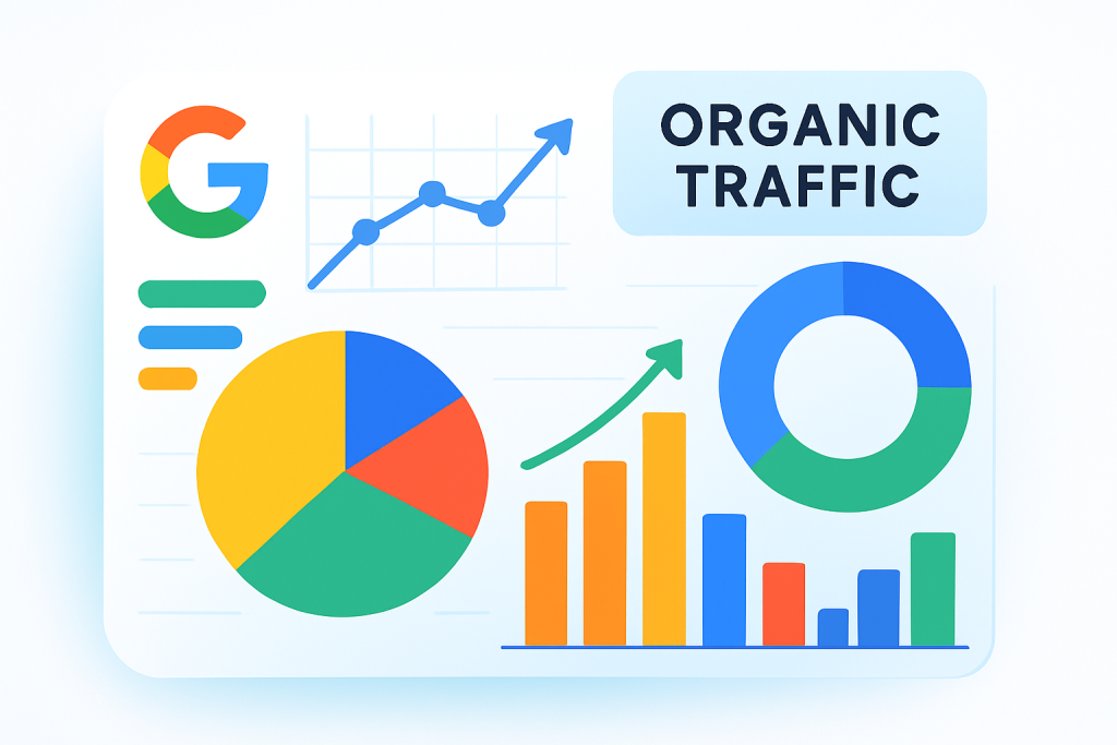 Analiza ruchu organicznego po aktualizacji Google z wykresami i wykresami SEO