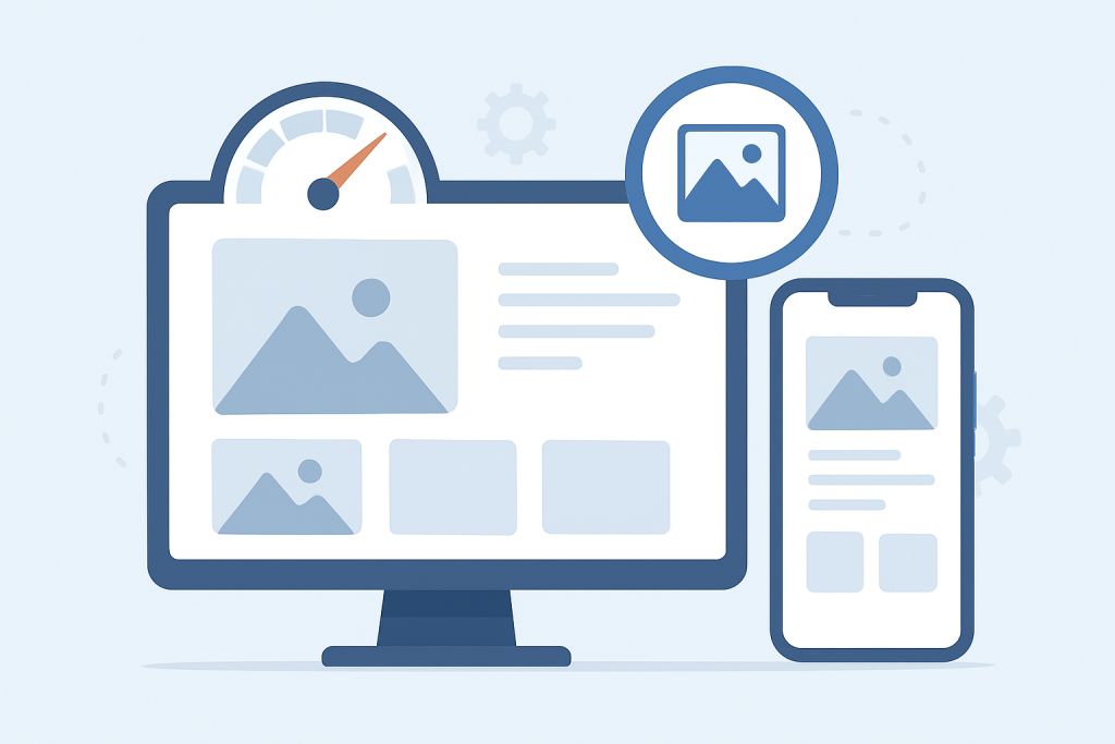 Ilustracja optymalizacji strony internetowej z zastosowaniem lazy loading obrazów