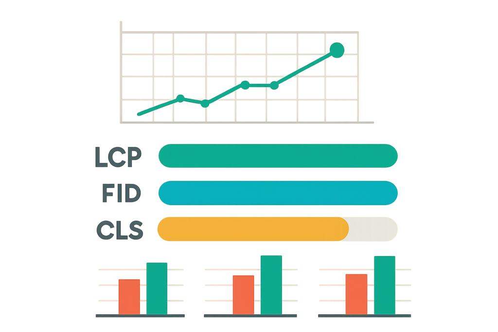 Infografika przedstawiająca optymalizację wskaźników Web Vitals na stronie internetowej