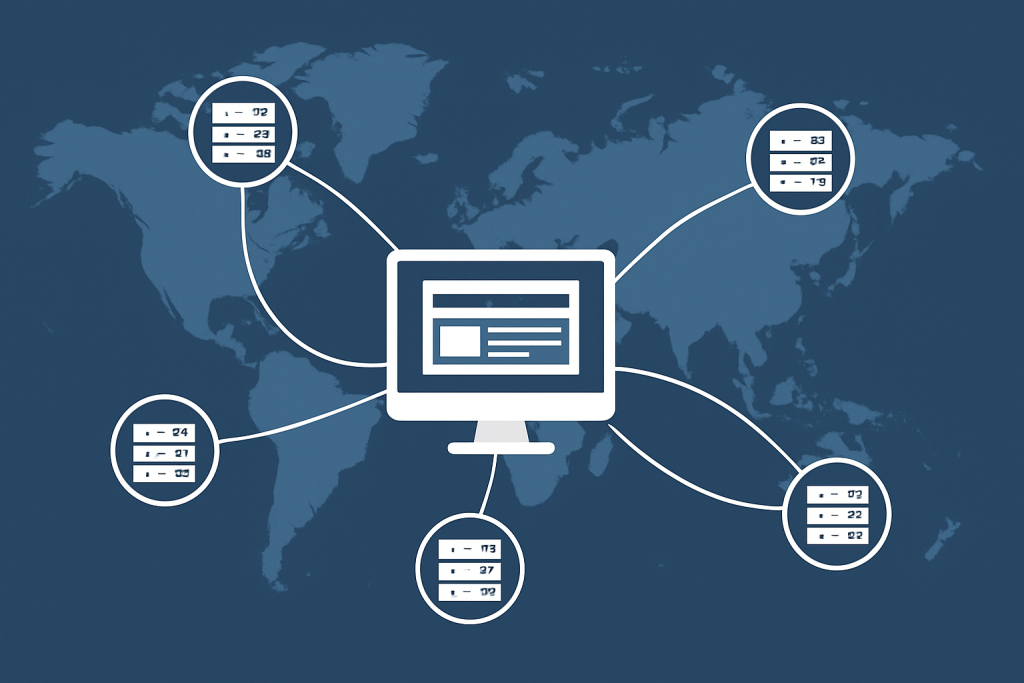 Schemat działania sieci CDN przyspieszającej stronę internetową